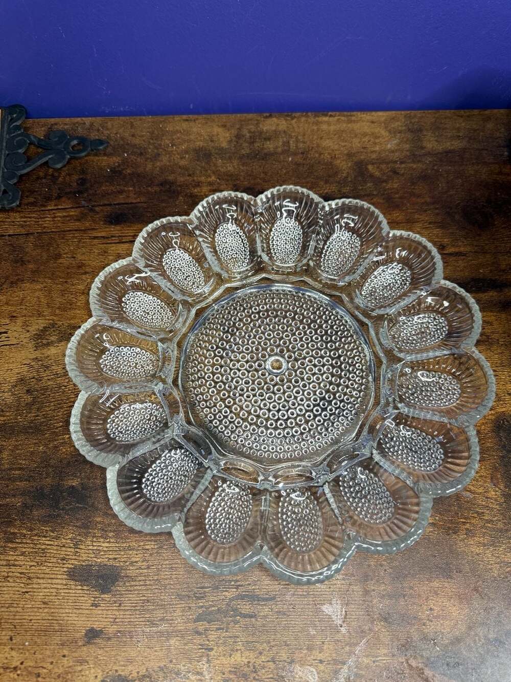Vintage Clear Glass 12-Egg Deviled Egg Serving Platter